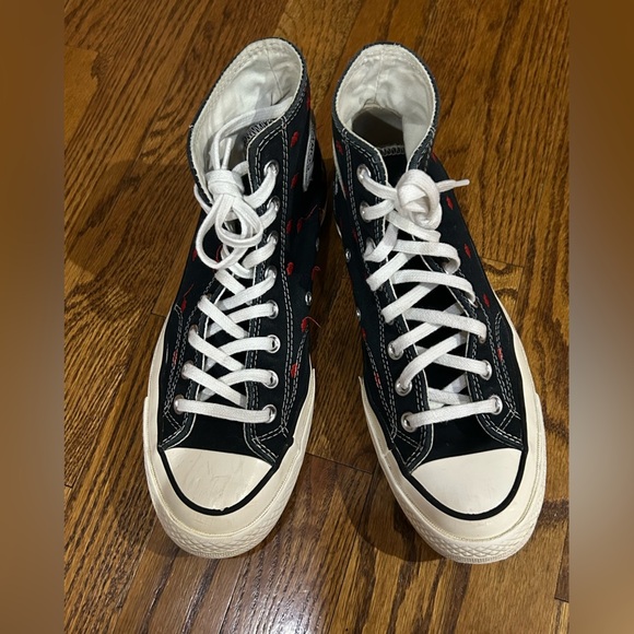 Supreme x Comme des Garçons Converse Black Kiss Print High Tops Size 9 - Picture 4 of 8